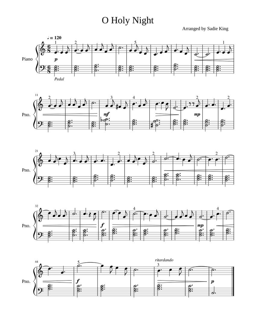O Holy Night - Easy Piano Sheet music for Piano (Solo) | Musescore.com