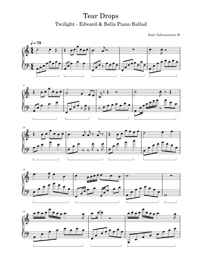 Tear Drops - Rajiv Sheet music for Piano (Solo) | Musescore.com