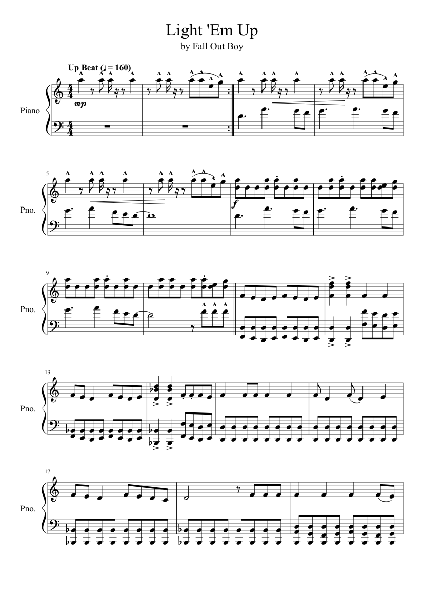 Light Em Up... Sheet music for Piano (Solo) | Musescore.com