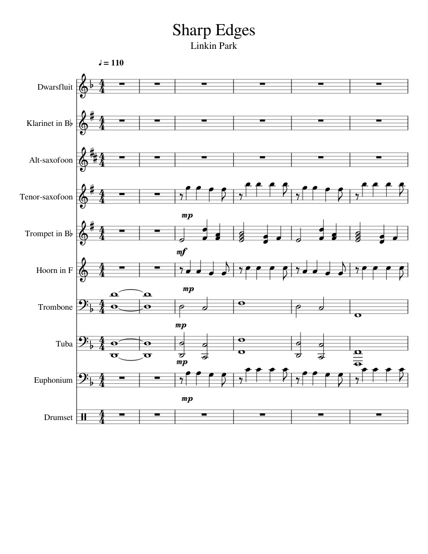 Sharp Edges Linkin Park Sheet music for Trombone, Euphonium, Tuba