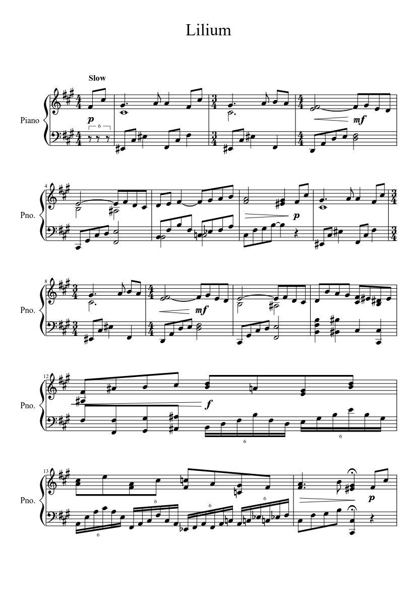 Lilium Sheet music for Piano (Solo) | Musescore.com