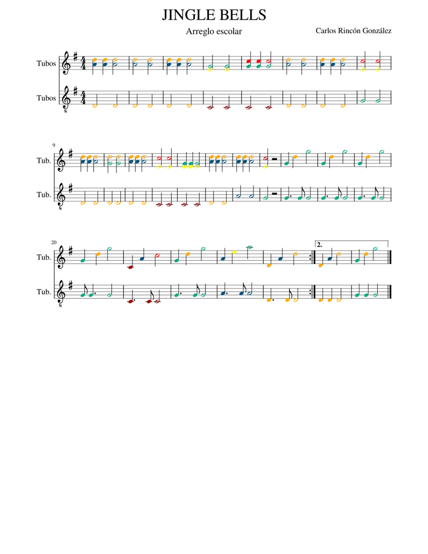 JINGLE BELLS tubos Sheet music for Xylophone, Xylophone