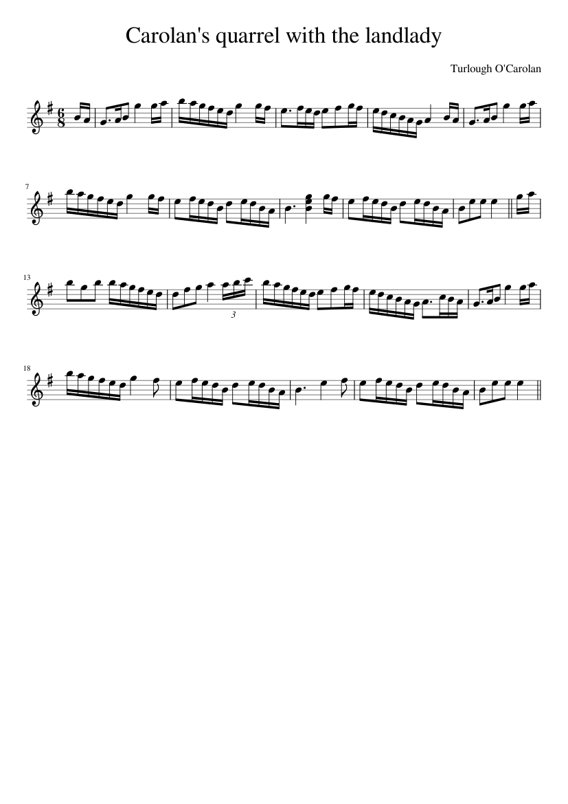 Carolan's Quarrel With The Landlady