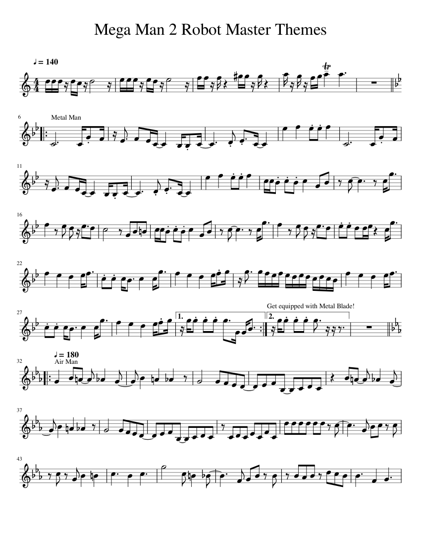Mega Man 2 Robot Master Themes Sheet Music For Trumpet In B Flat Solo Musescore Com