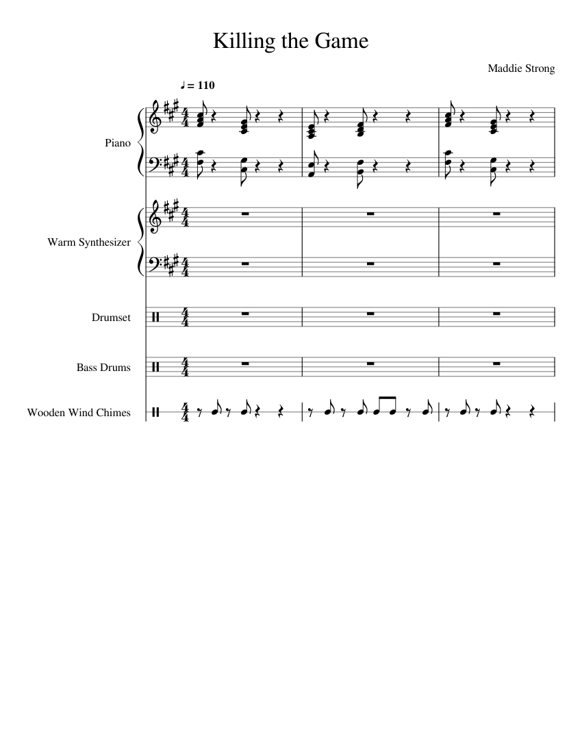 Killing The Game Sheet Music For Piano Drum Group Bass Drum