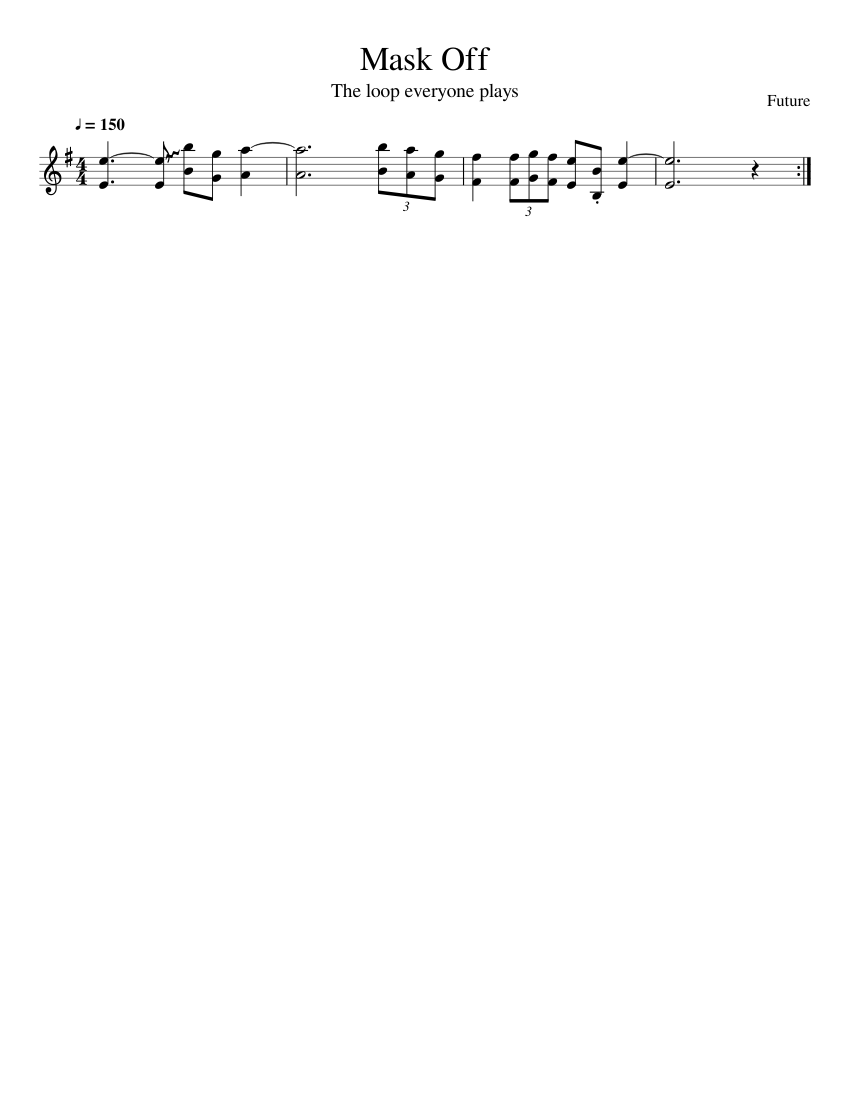 Mask Off Sheet music for Trumpet in b-flat (Solo) | Musescore.com