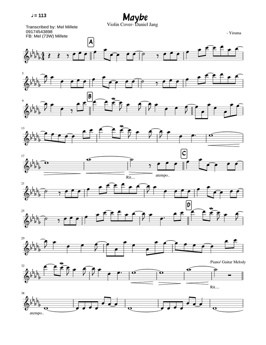 50 Yiruma Violin Sheet Music Background Piano Sheet Music Hole