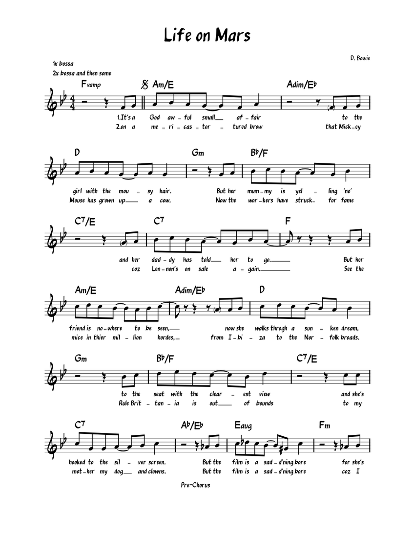 Life on mars David Bowie piano tutorial