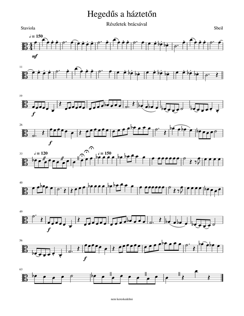 Hegedűs a háztetőn Sheet music for Violin (Solo) | Musescore.com