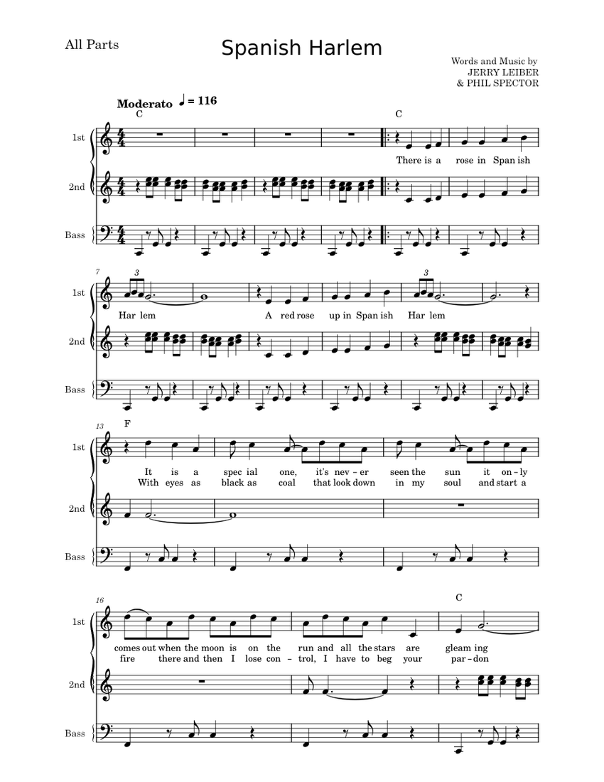 Spanish Harlem – JERRY LEIBER & PHIL SPECTOR Sheet music for Accordion  (Mixed Trio) | Musescore.com