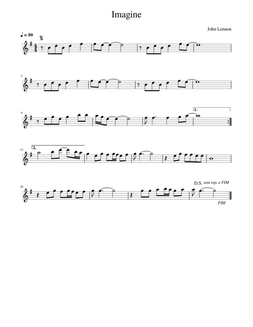 Imagine Sheet music for Saxophone (Alto) (Solo) | Musescore.com