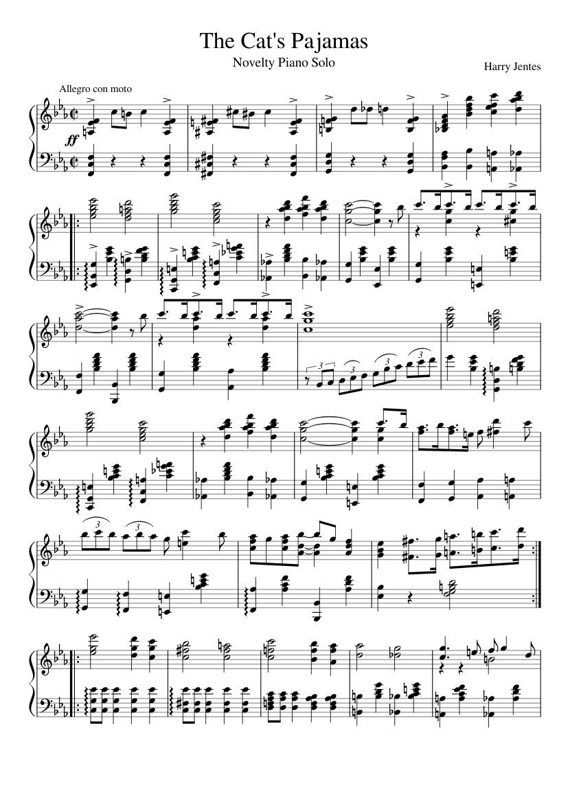 The Cat'S Pajamas Sheet Music For Piano (Solo) | Musescore.Com