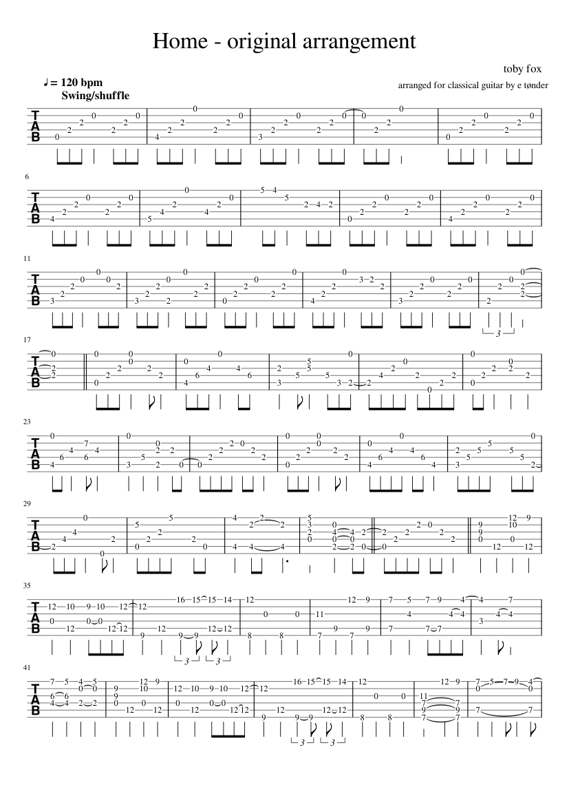 undertale home guitar sheet music