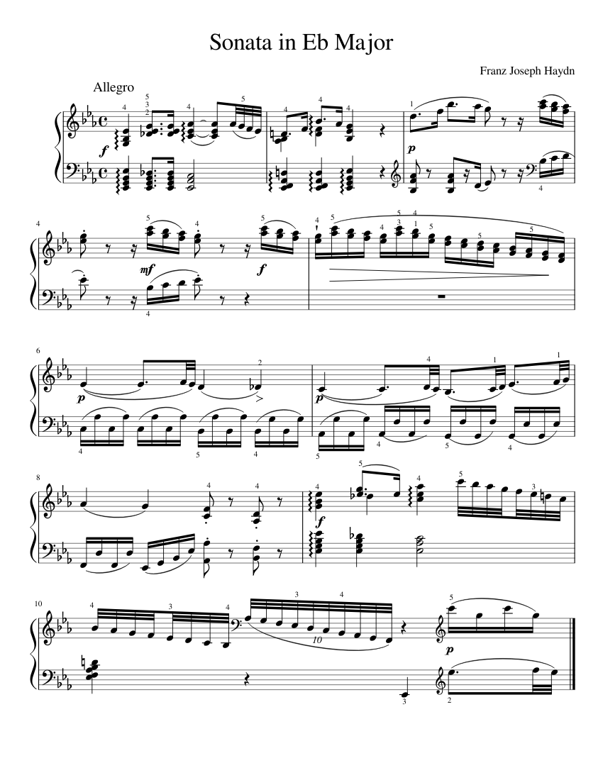 Sonata in Eb Major Sheet music for Piano (Solo) | Musescore.com