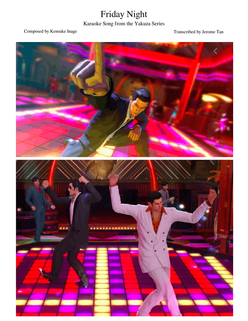 Yakuza 0 Ost Friday Night Sheet Music For Flute Bass Guitar Drum Group Synthesizer More Instruments Mixed Ensemble Musescore Com