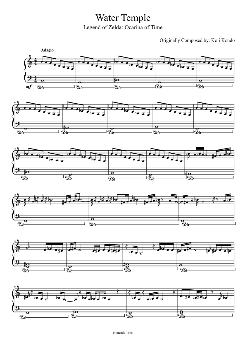 Zelda: Ocarina of Time - Song of Time Sheet music for Piano (Solo) Easy