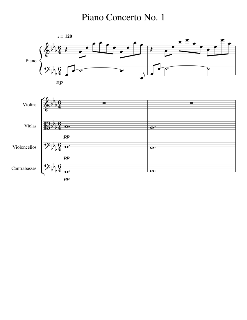 Piano Concerto No 1 Sheet music for Piano, Strings group (Mixed Quintet ...