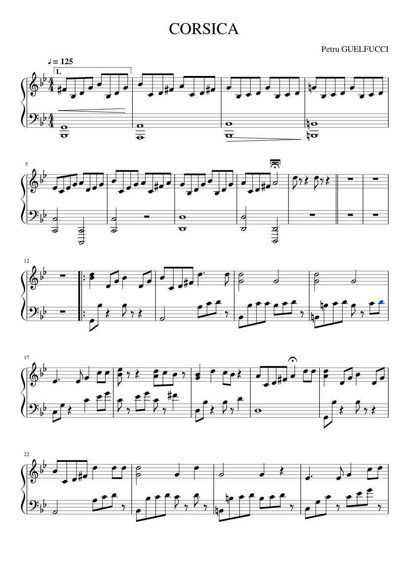 Tol Legende Jood corsica Sheet music for Piano (Solo) | Musescore.com