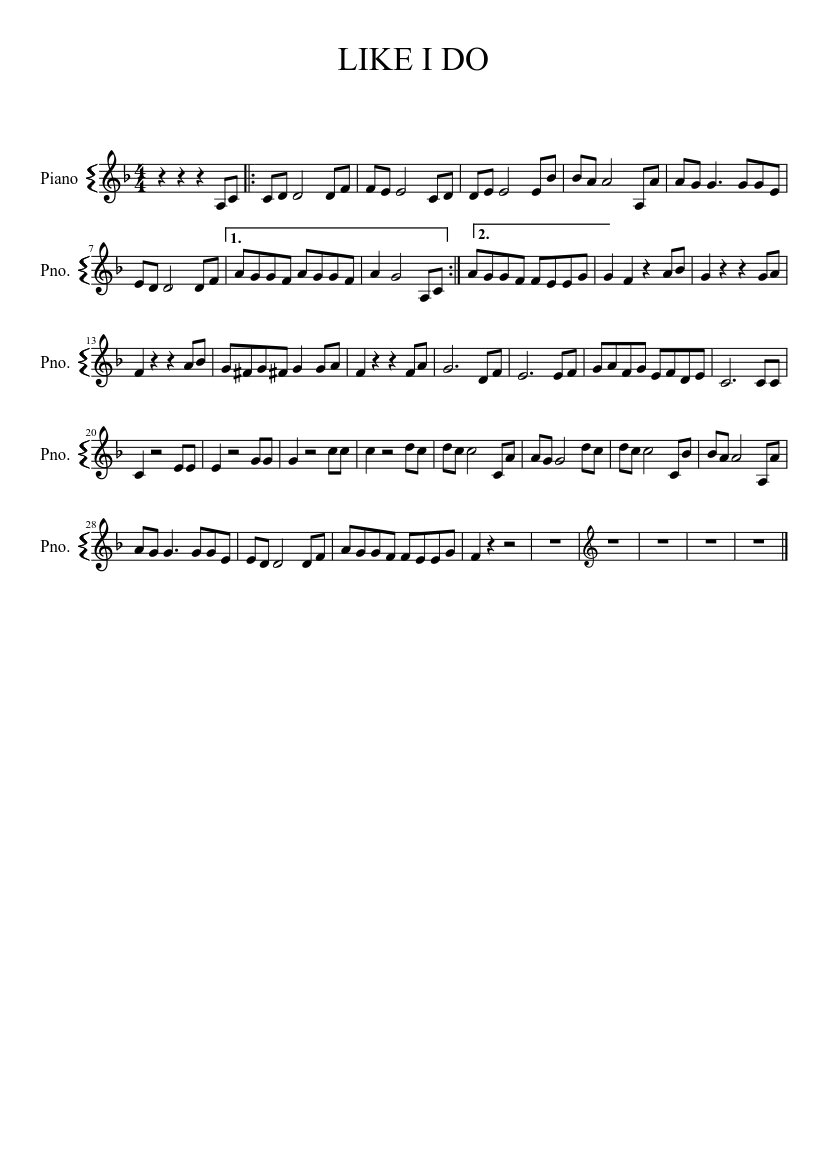 LIKE I DO Sheet music for Piano (Solo) | Musescore.com