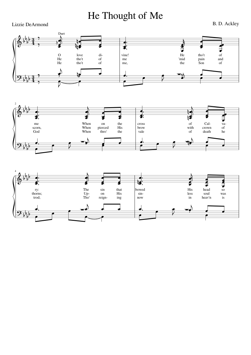 O love divine! He thought of me (Ackley)