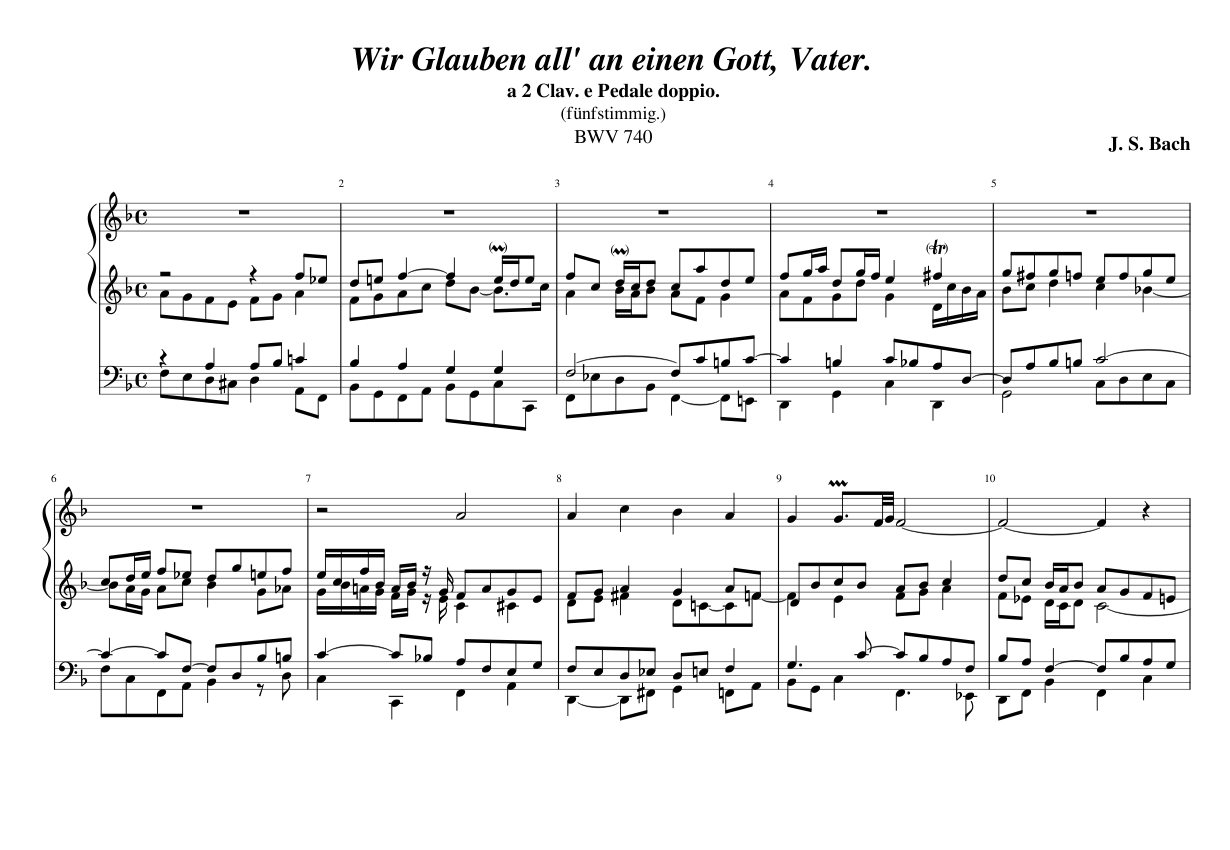 Wir glauben all' an einen Gott Vater BWV 740