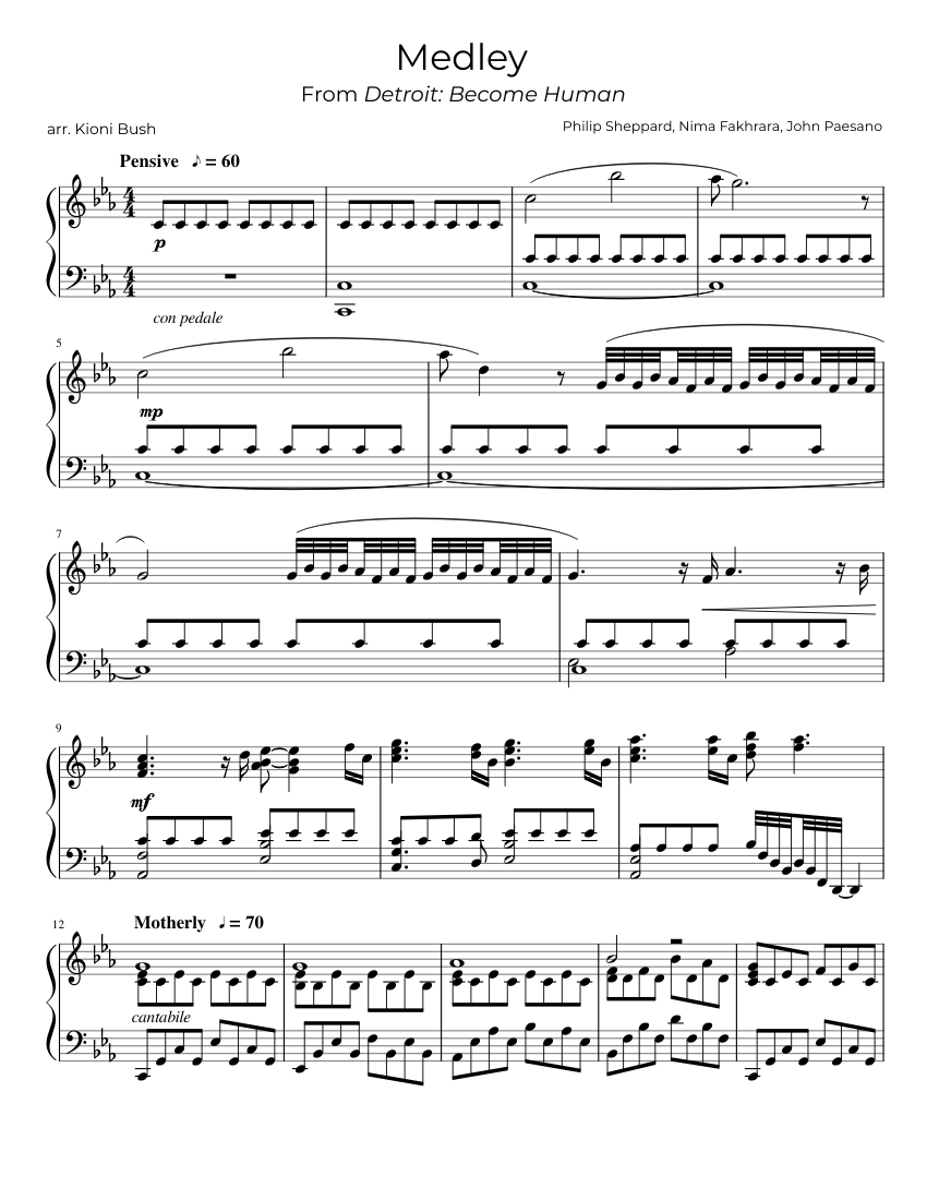 Medley—Detroit: Become Human Sheet music for Piano (Solo) | Musescore.com
