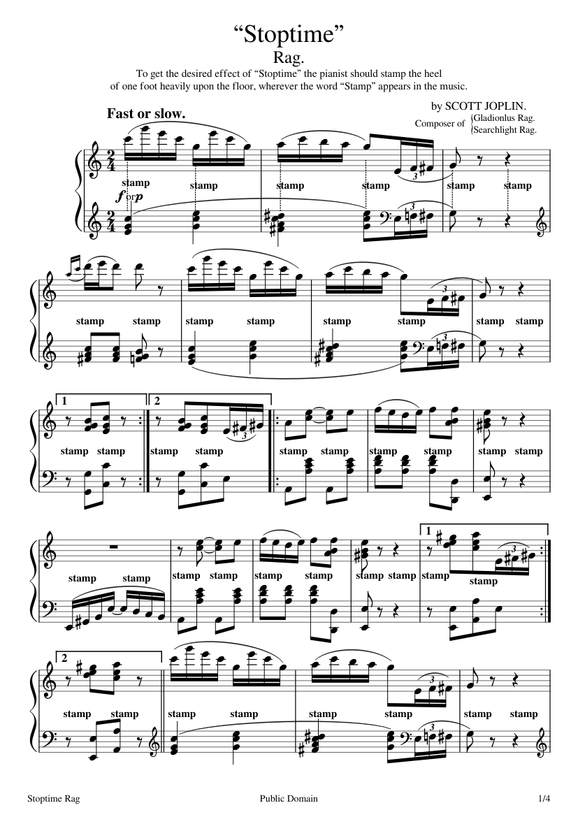 scott joplin ragtime piano sheet music