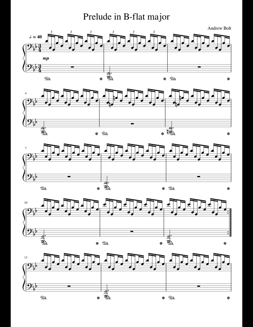 Prelude In B-flat Major Sheet Music For Piano (Solo) | Musescore.com