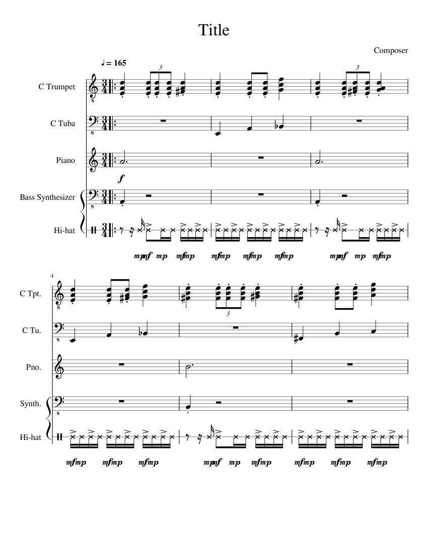 Meta Knight - Scenes Sheet music for Piano, Tuba, Bass guitar, Trumpet ...