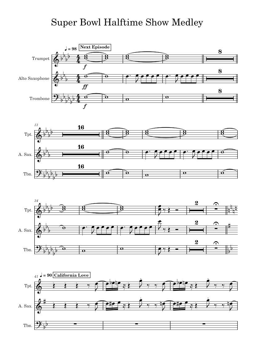 Halftime Strumming Pattern Super bowl half time show – Multiple artists Sheet Music for Trombone ...