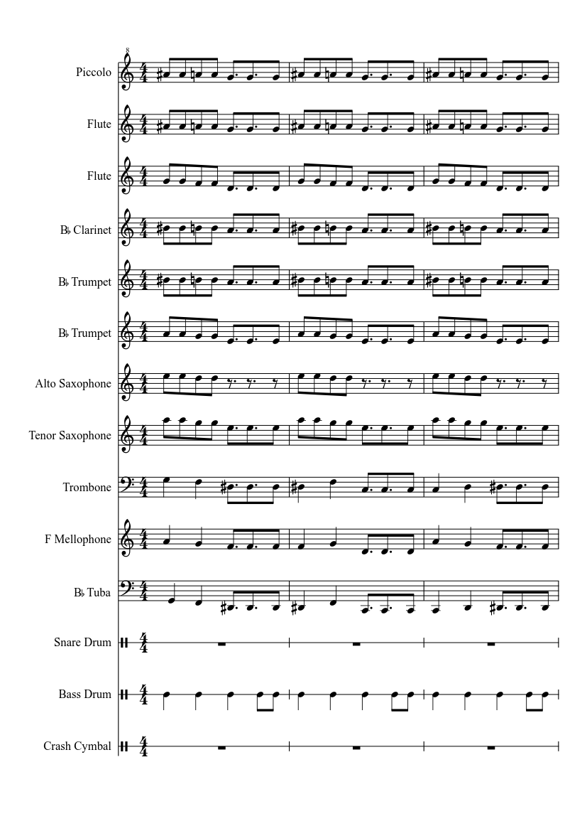 Pjanoo Sheet music for Trombone, Tuba, Flute, Oboe & more instruments  (Mixed Ensemble) | Musescore.com