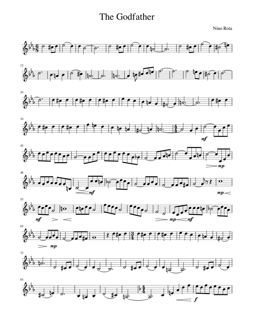 The Godfather waltz Sheet music for Trumpet in b-flat (Solo) | Musescore.com