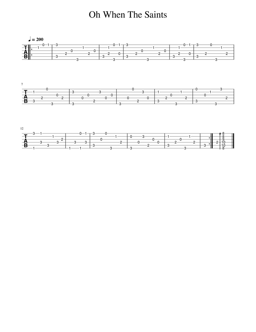 Oh when the Saints Tabs Trinity Grade 2 Sheet music for Guitar