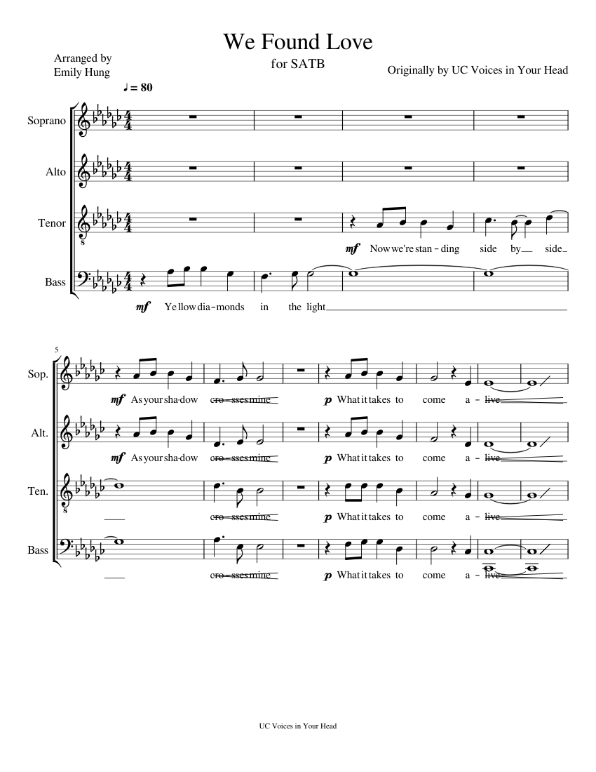 We Found Love Sheet music for Piano (Mixed Quartet) | Musescore.com
