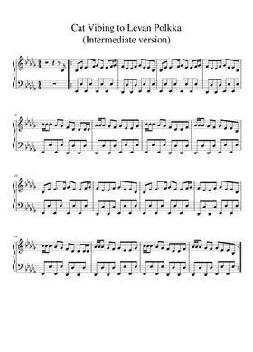 Cat Vibing to Levan Polkka (Intermediate version) Sheet music for Piano  (Solo) Easy | Musescore.com