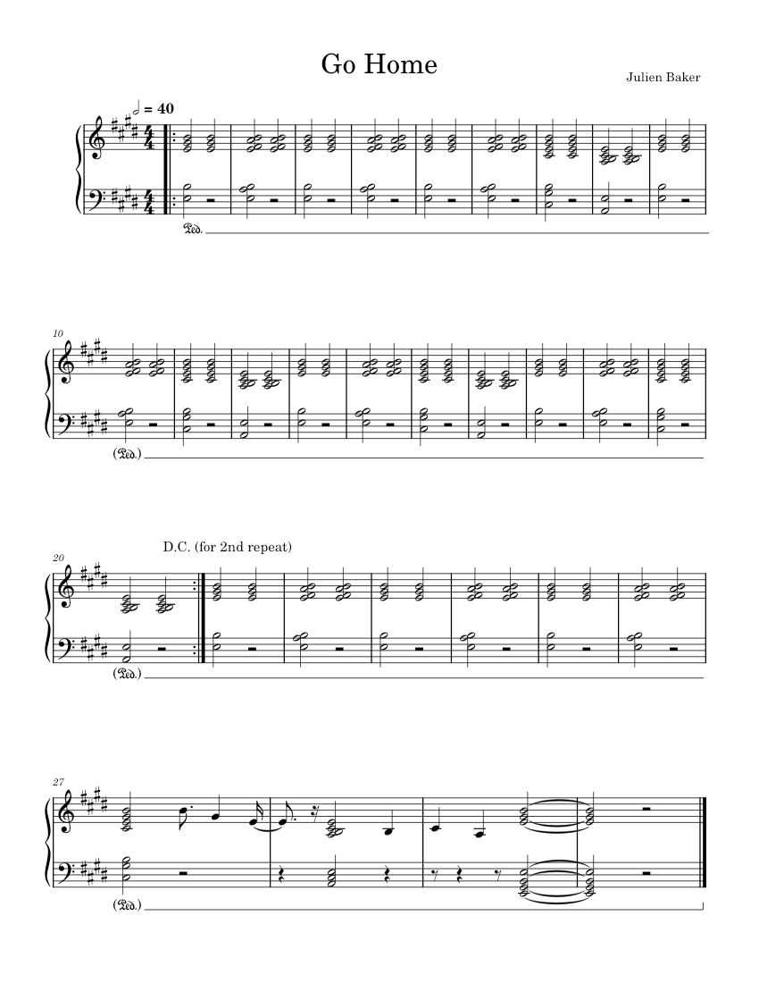 Go home – Julien Baker Sheet Music for Piano (Solo) easy | MuseScore.com