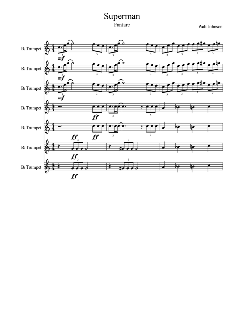 Superman Fanfare Sheet Music For Trumpet Other Brass Ensemble Musescore Com