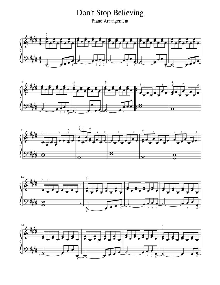 Don't Stop Believin' – Journey Sheet music for Piano (Solo) | Musescore.com