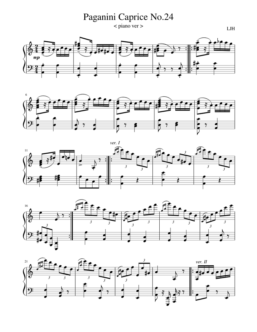 Paganini Caprice No.24 Sheet music for Piano (Solo) | Musescore.com