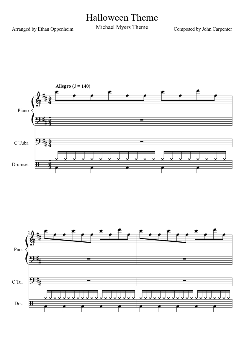 Halloween Theme Sheet music for Piano, Tuba (Solo) | Musescore.com