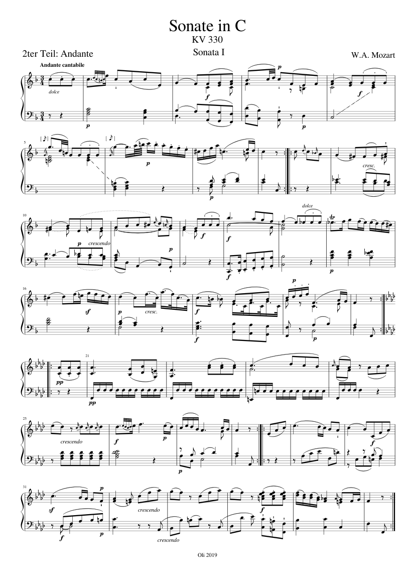 Sonate in C KV 330-2 Andante