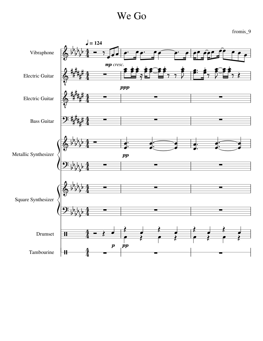 Gigachad Theme Sheet music for Vibraphone, Glockenspiel, Violin, Bass  guitar & more instruments (Mixed Ensemble)