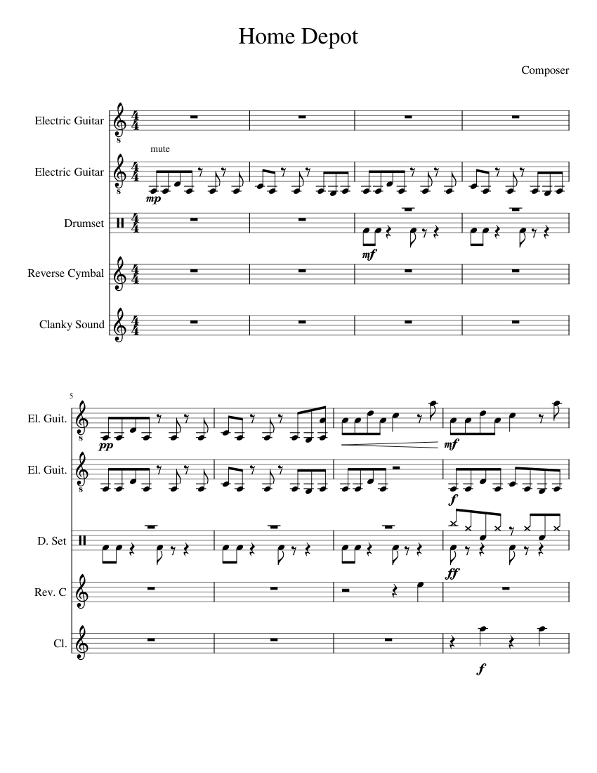 Home Depot Theme Sheet Music For Drum Group Vocals Guitar Mixed Quintet Download And Print In Pdf Or Midi Free Sheet Music For Home Depot Theme By Misc Television Soundtrack