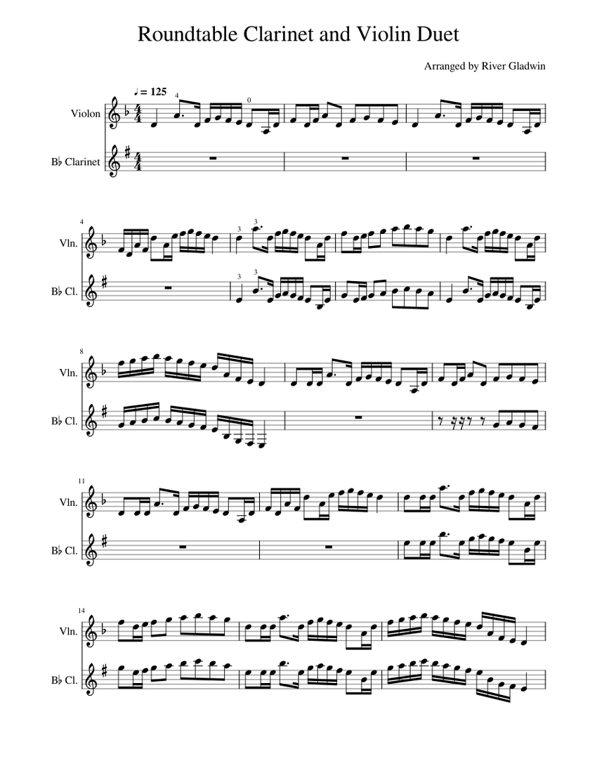 Rountable and Violin Duet Sheet music for in bflat, Violin (Mixed Duet