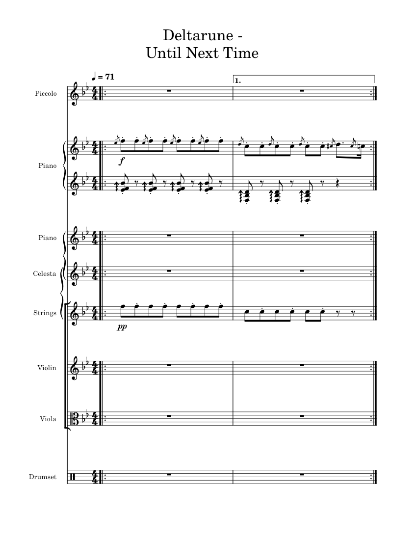 Until Next Time Sheet Music For Piano Celesta Flute Piccolo Violin   Score 0 @850x1100