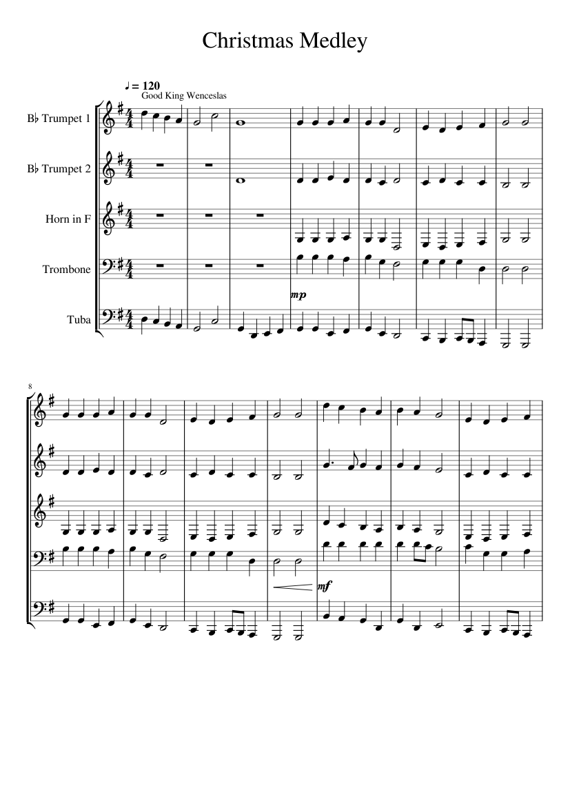 Christmas Medley Extravaganza Sheet Music for Trombone, Tuba