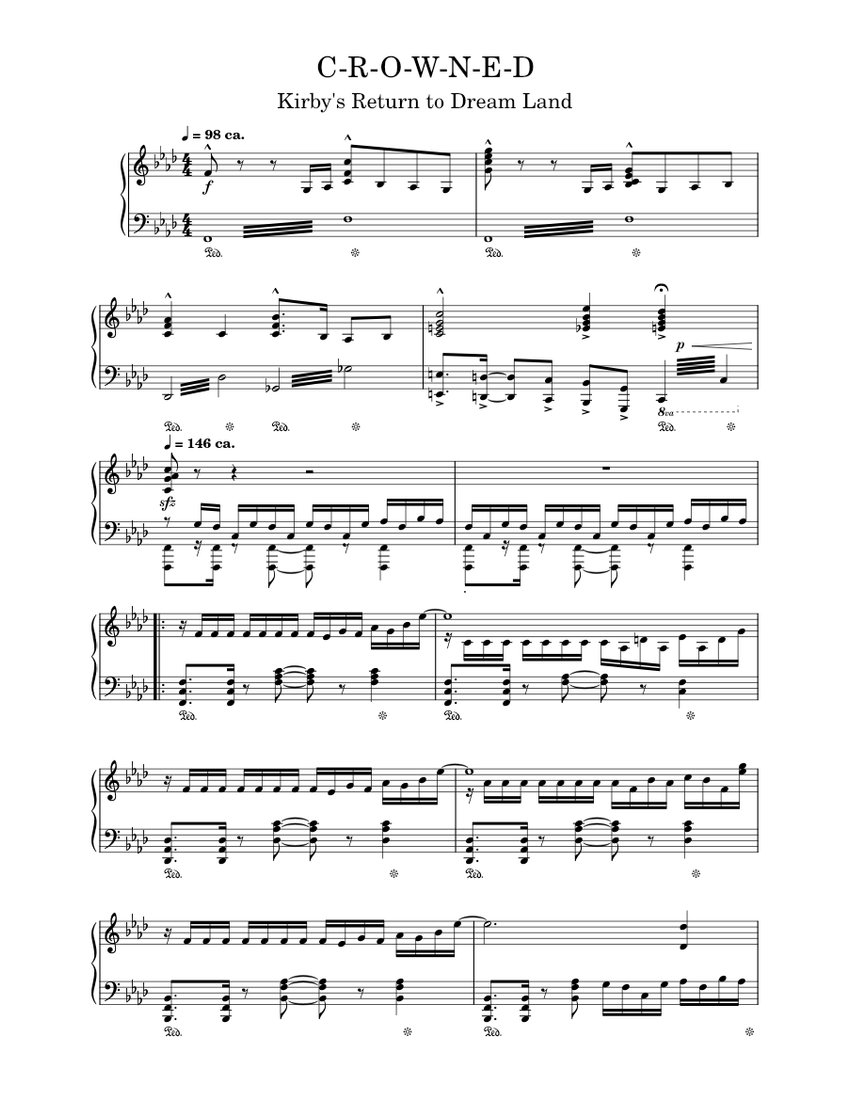 Kirby's Return to Dream Land - Credits (For 2 pianos) Sheet music for Piano  (Piano Duo)