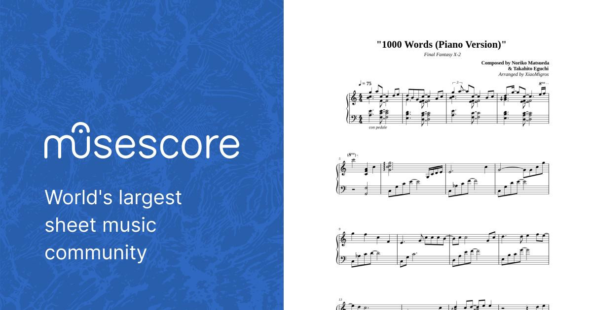 1000 Words (Piano Version) - Final Fantasy X-2 Sheet music for Piano (Solo)  | Musescore.com