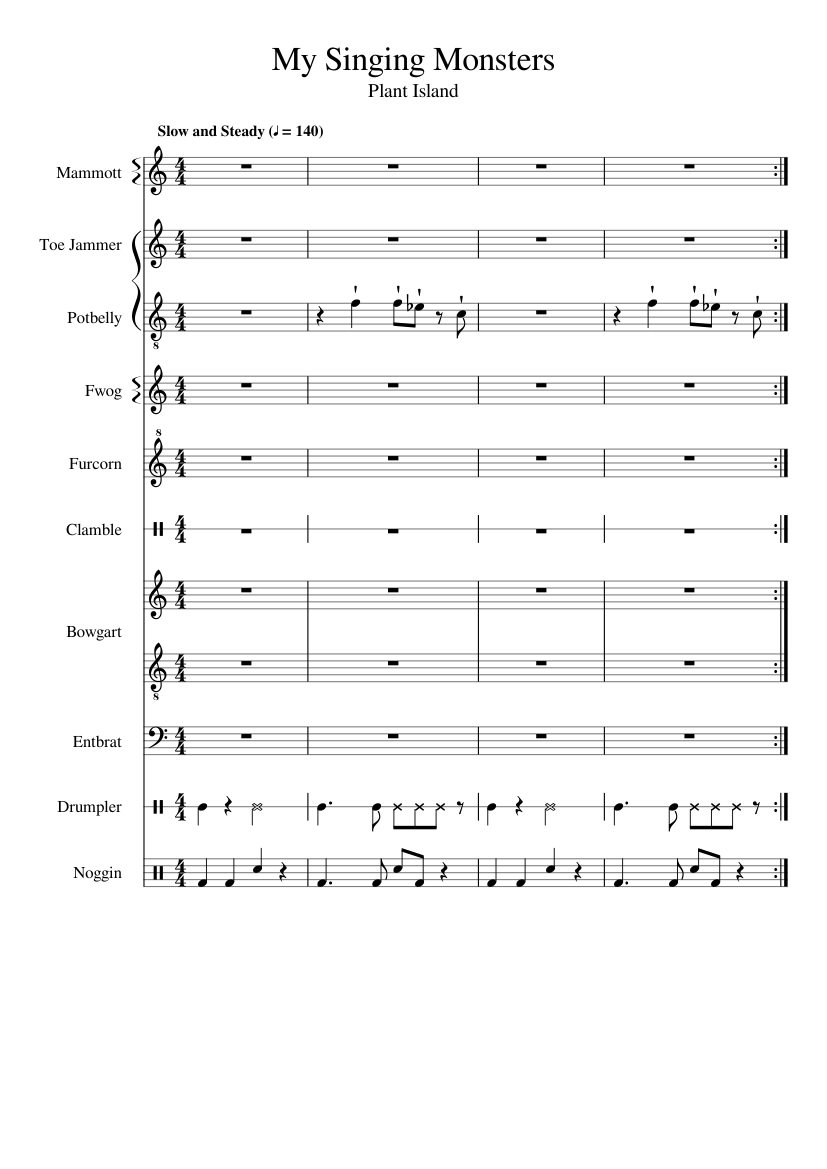 My Singing Monsters Plant Island Sheet Music for Piano, Harpsichord, Organ,  Tuba & more instruments (Mixed Ensemble) | MuseScore.com