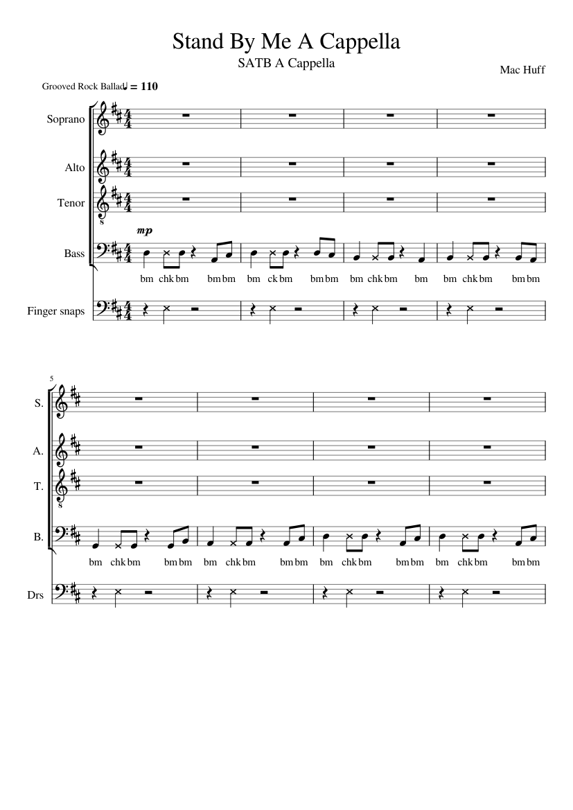 Stand By Me A Cappella SATB Sheet music for Soprano, Alto, Tenor, Bass  voice & more instruments (Mixed Quintet) | Musescore.com